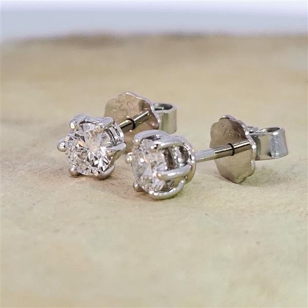 Luxus Diamant Ohrstecker 750 Gold (IF/F) - Weißgold, 6 Krappen, 0,70 ct - lupenrein, echter Brillantschmuck