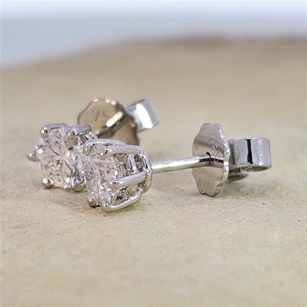 Luxus Diamant Ohrstecker 750 Gold (IF/F) - Weißgold, 6 Krappen, 0,80 ct - lupenrein, echter Brillantschmuck