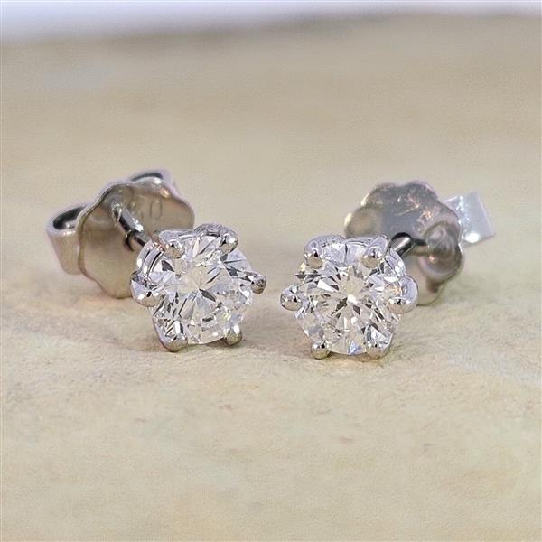 Luxus Diamant Ohrstecker 750 Gold (IF/F) - Weißgold, 6 Krappen, 0,80 ct - lupenrein, echter Brillantschmuck