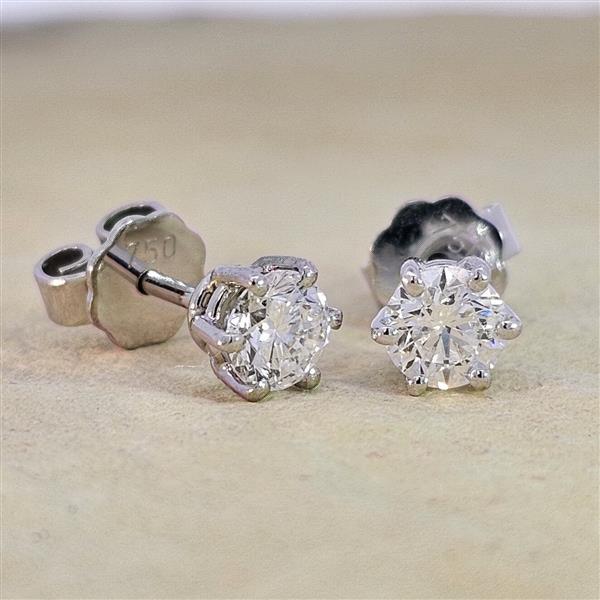 Luxus Diamant Ohrstecker 750 Gold (IF/F) - Weißgold, 6 Krappen, 0,80 ct - lupenrein, echter Brillantschmuck