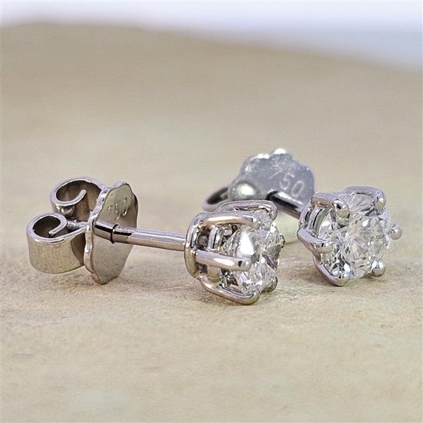 Luxus Diamant Ohrstecker 750 Gold (IF/F) - Weißgold, 6 Krappen, 0,80 ct - lupenrein, echter Brillantschmuck