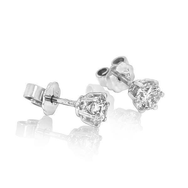 Luxus Diamant Ohrstecker 750 Gold (IF/F) - Weißgold, 6 Krappen, 1,02 ct - lupenrein, echter Brillantschmuck