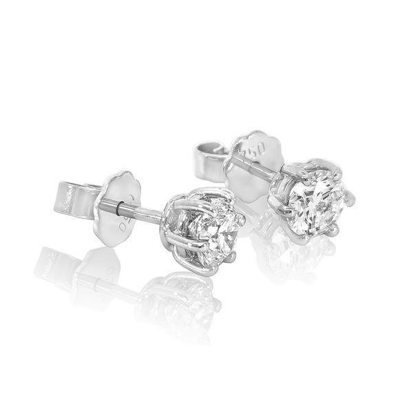 Luxus Diamant Ohrstecker 750 Gold (IF/F) - Weißgold, 6 Krappen, 1,27 ct - lupenrein, echter Brillantschmuck