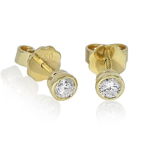 Brillant Diamant Ohrstecker Paar 750/- Gelbgold 18 Karat Gold 0,30 Karat G/VS
