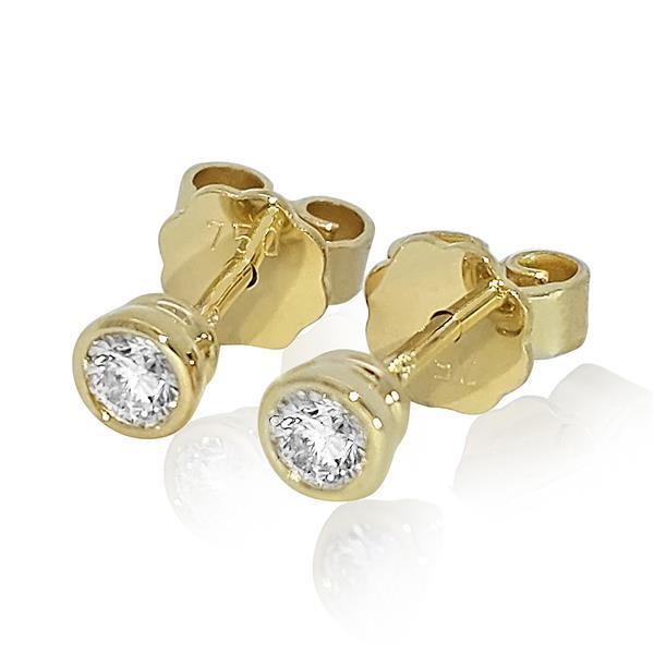 Brillant Diamant Ohrstecker Paar 750/- Gelbgold 18 Karat Gold 0,30 Karat G/VS