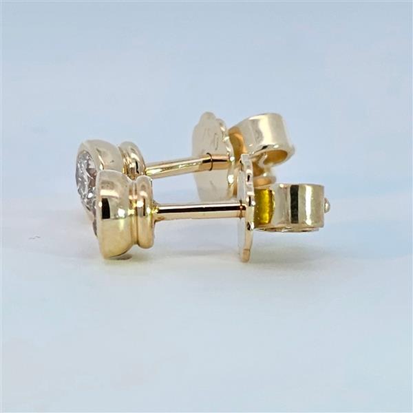 Diamant Ohrstecker 750 Gold - Gelbgold, Zarge, 0,44 ct - 2 Brillanten IF/F - Luxus Ohrschmuck Damen