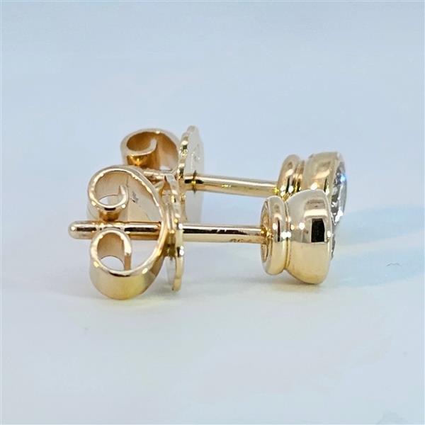 Diamant Ohrstecker 750 Gold - Gelbgold, Zarge, 0,44 ct - 2 Brillanten IF/F - Luxus Ohrschmuck Damen