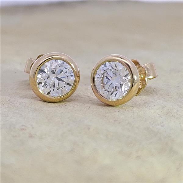 Diamant Ohrstecker 750 Gold - Gelbgold, Zarge, 1,61 ct - 2 Brillanten IF/F - Luxus Ohrschmuck Damen