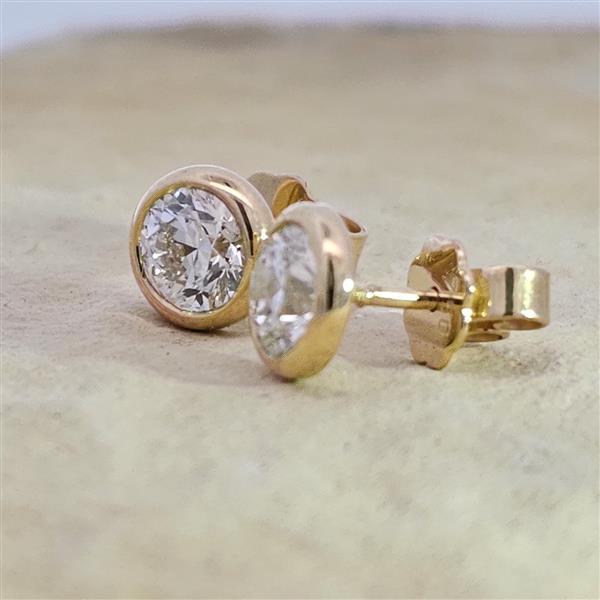 Diamant Ohrstecker 750 Gold - Gelbgold, Zarge, 1,61 ct - 2 Brillanten IF/F - Luxus Ohrschmuck Damen