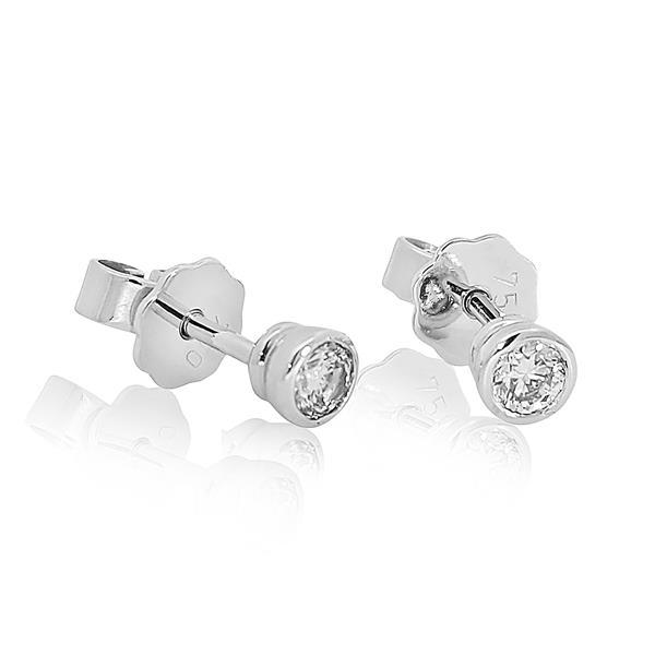 Luxus Diamant Ohrstecker 750 Gold (IF/F) - Weißgold, Zarge, 0,30 ct - lupenrein, echter Brillantschmuck