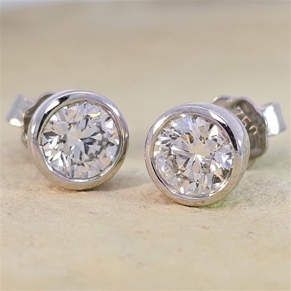 Luxus Diamant Ohrstecker 750 Gold (IF/F) - Weißgold, Zarge, 1,61 ct - lupenrein, echter Brillantschmuck