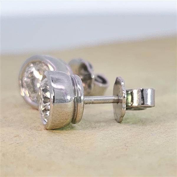 Luxus Diamant Ohrstecker 750 Gold (IF/F) - Weißgold, Zarge, 1,61 ct - lupenrein, echter Brillantschmuck