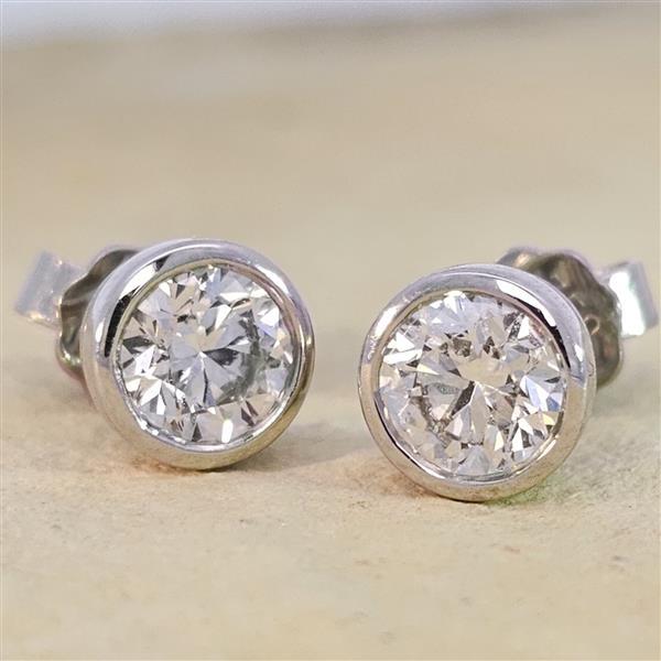 Luxus Diamant Ohrstecker 750 Gold (IF/F) - Weißgold, Zarge, 1,61 ct - lupenrein, echter Brillantschmuck