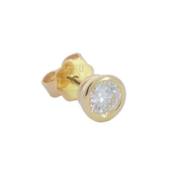 Luxus Diamant Ohrstecker 750 Gold (IF/F) - Gelbgold, Single, 0,42 ct - lupenrein, echter Brillantschmuck