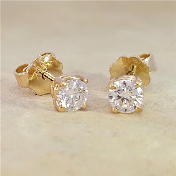 Brillant Diamant Ohrstecker Paar 750/- Gelbgold 18 Karat Gold 0,70 Karat G/VS