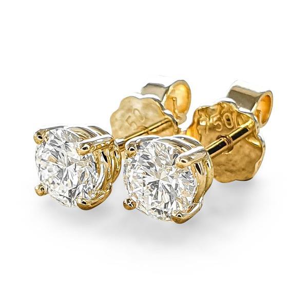 Brillant Diamant Ohrstecker Paar 750/- Gelbgold 18 Karat Gold 0,70 Karat G/VS