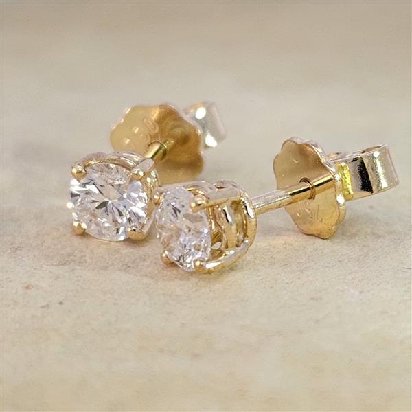 Brillant Diamant Ohrstecker Paar 750/- Gelbgold 18 Karat Gold 0,70 Karat G/VS