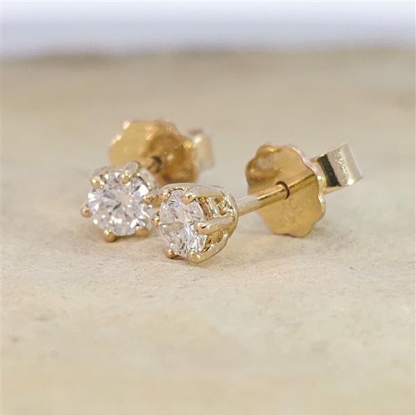 Brillant Diamant Ohrstecker Paar 750/- Gelbgold 18 Karat Gold 0,42 Karat G/VS