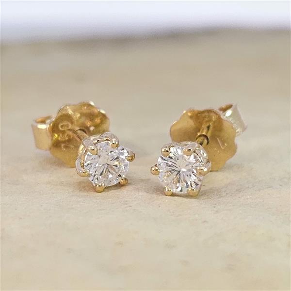 Brillant Diamant Ohrstecker Paar 750/- Gelbgold 18 Karat Gold 0,42 Karat G/VS