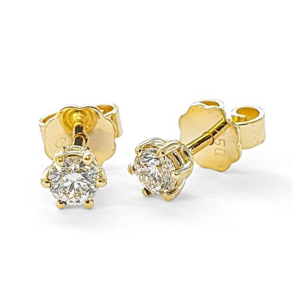 Brillant Diamant Ohrstecker Paar 750/- Gelbgold 18 Karat Gold 0,42 Karat G/VS