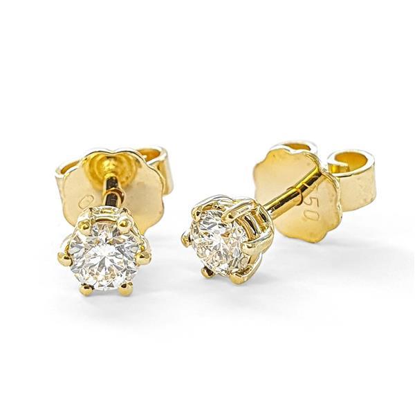 Brillant Diamant Ohrstecker Paar 750/- Gelbgold 18 Karat Gold 0,42 Karat G/VS