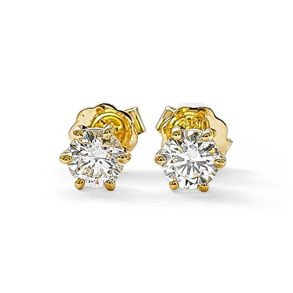 Brillant Diamant Ohrstecker Paar 750/- Gelbgold 18 Karat Gold 0,42 Karat G/VS
