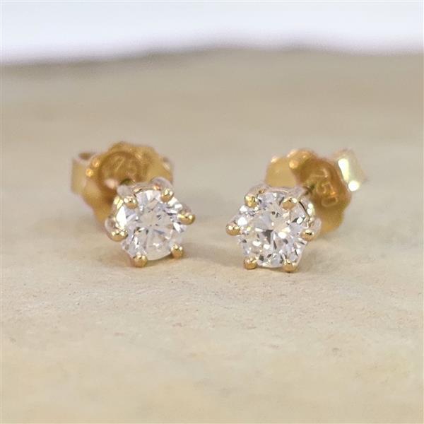 Brillant Diamant Ohrstecker Paar 750/- Gelbgold 18 Karat Gold 0,60 Karat G/VS
