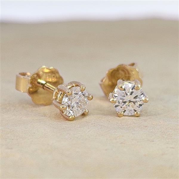 Brillant Diamant Ohrstecker Paar 750/- Gelbgold 18 Karat Gold 0,60 Karat G/VS
