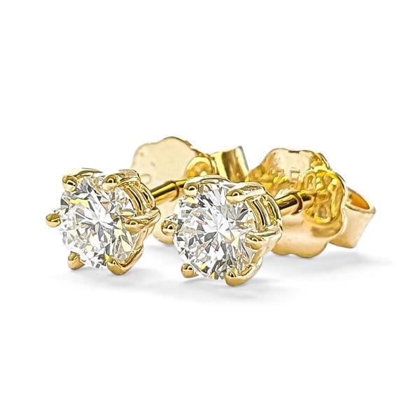 Brillant Diamant Ohrstecker Paar 750/- Gelbgold 18 Karat Gold 0,60 Karat G/VS