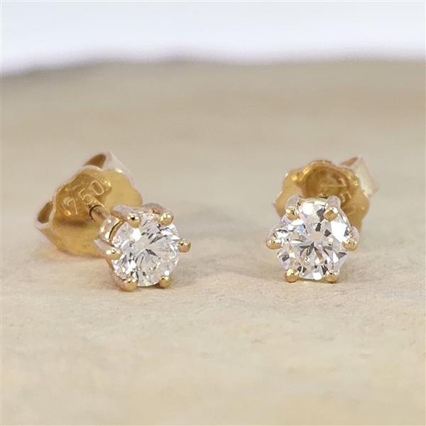 Brillant Diamant Ohrstecker Paar 750/- Gelbgold 18 Karat Gold 0,60 Karat G/VS