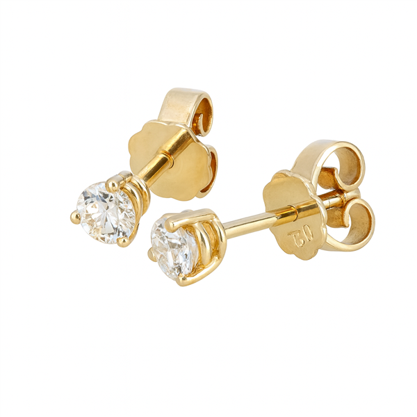 Luxus Diamant Ohrstecker 750 Gold (IF/F) - Gelbgold, 3 Krappen, 0,40 ct - lupenrein, echter Brillantschmuck