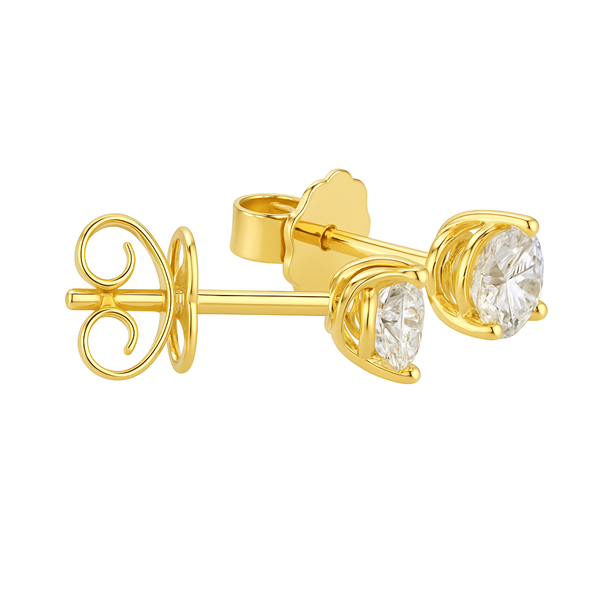 Diamant Ohrstecker 750 Gold - Gelbgold, 3 Krappen, 0,60 ct - 2 Brillanten IF/F - Luxus Ohrschmuck Damen