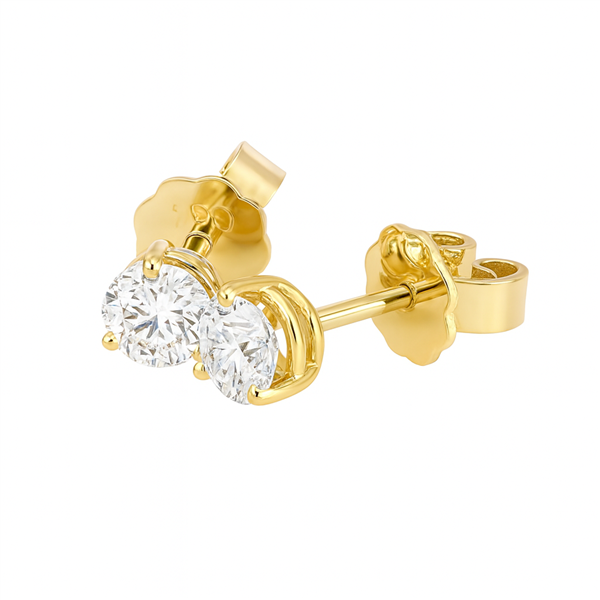Diamant Ohrstecker 750 Gold - Gelbgold, 3 Krappen, 0,60 ct - 2 Brillanten IF/F - Luxus Ohrschmuck Damen