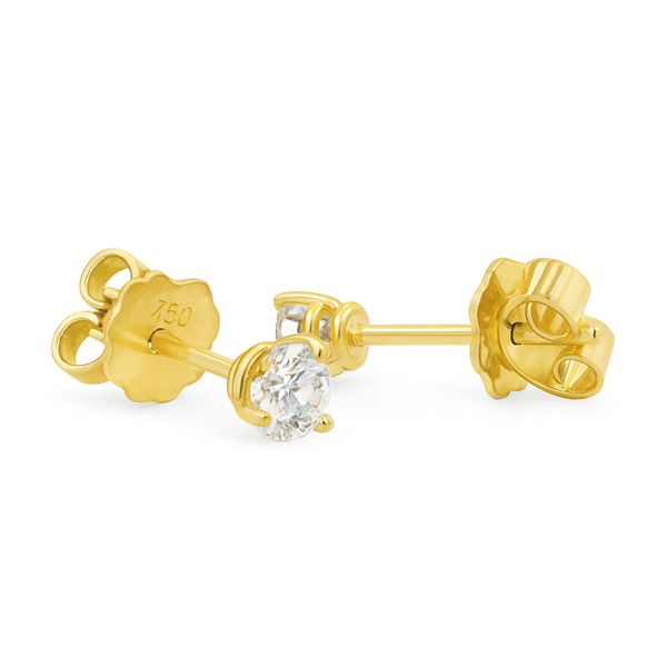 Diamant Ohrstecker 750 Gold - Gelbgold, 3 Krappen, 0,60 ct - 2 Brillanten IF/F - Luxus Ohrschmuck Damen