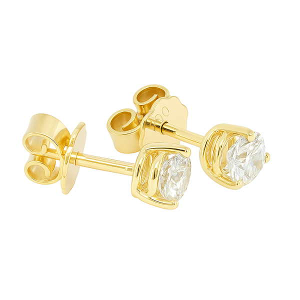 Diamant Ohrstecker 750 Gold - Gelbgold, 3 Krappen, 0,70 ct - 2 Brillanten IF/F - Luxus Ohrschmuck Damen