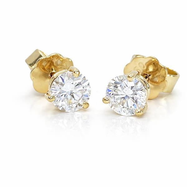 Diamant Ohrstecker 750 Gold - Gelbgold, 3 Krappen, 0,80 ct - 2 Brillanten IF/F - Luxus Ohrschmuck Damen